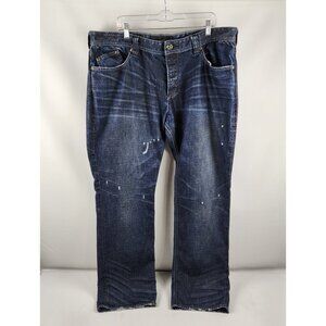 Affliction Jeans Men 42x33 Blue Distress Ace Slim Straight Button Fly Premium